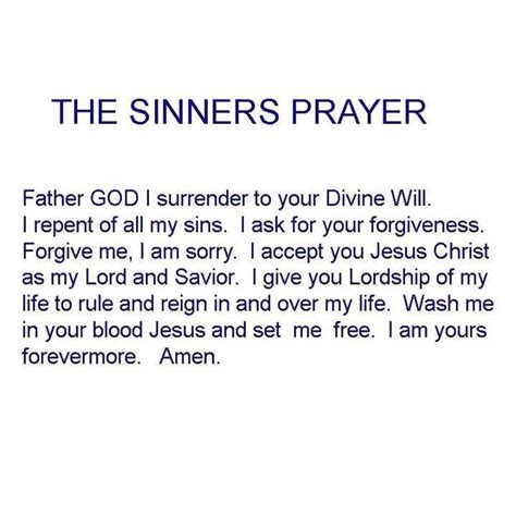 copy of the sinner's prayer